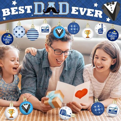 Civaner 40 Pcs 1.97'' Happy Father's Day Balls Ornaments for Tree Best Dad Ever Hanging Balls Ornaments Dad Birthday Gifts Hanging Decorations Father's Day Party Decor Supplies (Mother) in Saudi Arabia