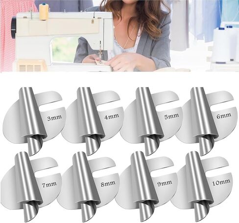 Universal Sewing Rolled Hemmer Foot Set 8Pcs [3-10mm], Rolled Hem Presser Foot, Suitable for Brother Sewing Machine, Industrial Sewing Machine Etc, Curved Scroll Rolled Hem Foot, 3/4/5/6/7/8/9/10mm in Saudi Arabia