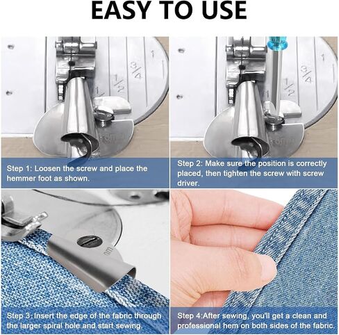Universal Sewing Rolled Hemmer Foot Set 8Pcs [3-10mm], Rolled Hem Presser Foot, Suitable for Brother Sewing Machine, Industrial Sewing Machine Etc, Curved Scroll Rolled Hem Foot, 3/4/5/6/7/8/9/10mm in Saudi Arabia