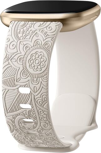 لـ Fitbit Versa 3 Bands Women/Fitbit Versa 4 Bands للنساء/Fitbit Sense Bands/Fitbit Sense 2 Bands، حزام معصم بديل ناعم بنمط زهور بوهو فاخر لطيف لعكس 3 أحزمة ساعة in Kuwait