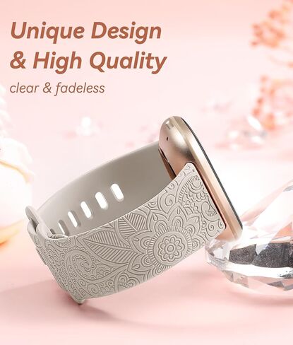 لـ Fitbit Versa 3 Bands Women/Fitbit Versa 4 Bands للنساء/Fitbit Sense Bands/Fitbit Sense 2 Bands، حزام معصم بديل ناعم بنمط زهور بوهو فاخر لطيف لعكس 3 أحزمة ساعة in Kuwait