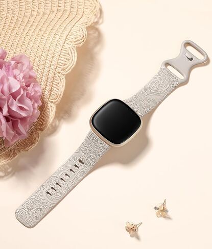 لـ Fitbit Versa 3 Bands Women/Fitbit Versa 4 Bands للنساء/Fitbit Sense Bands/Fitbit Sense 2 Bands، حزام معصم بديل ناعم بنمط زهور بوهو فاخر لطيف لعكس 3 أحزمة ساعة in Kuwait
