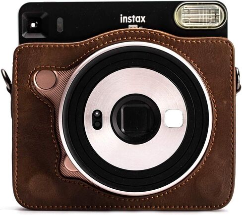 حافظة واقية لكاميرا Fujifilm instax Square SQ6 الفورية، ذهبي أحمر الخدود - حافظة جلدية نباتية ممتازة مع حزام قابل للفصل، حاجب عتيق in Kuwait