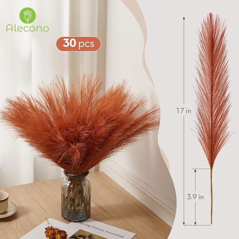 Alecono 𝟯𝟬𝙋𝙘𝙨 Pampas Grass 17in, Pink Pampas Grass Decor for Home Decoration, Faux Pampas Grass Wall Decor for Wedding Centerpieces Party Decorations(Blush, Cream, Pink) in Saudi Arabia