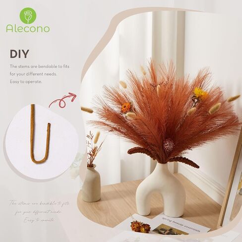 Alecono 𝟯𝟬𝙋𝙘𝙨 Pampas Grass 17in, Pink Pampas Grass Decor for Home Decoration, Faux Pampas Grass Wall Decor for Wedding Centerpieces Party Decorations(Blush, Cream, Pink) in Saudi Arabia