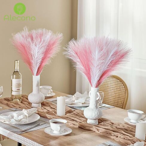 Alecono 𝟯𝟬𝙋𝙘𝙨 Pampas Grass 17in, Pink Pampas Grass Decor for Home Decoration, Faux Pampas Grass Wall Decor for Wedding Centerpieces Party Decorations(Blush, Cream, Pink) in Saudi Arabia