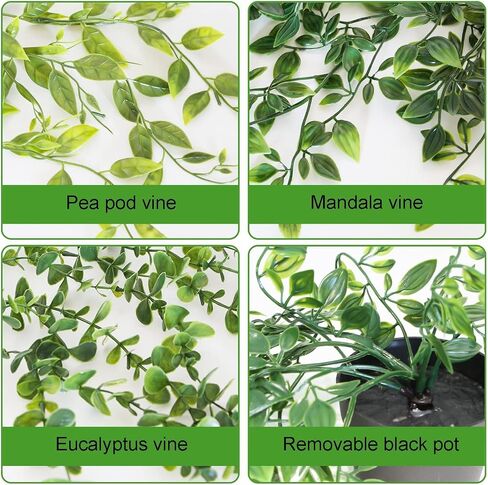ZIFTY 3pcs Fake Hanging Plants Artifical Fake Potted Greenery Faux Eucalyptus Vine Mandala Vine for Wall Home Room Office Indoor Outdoor Decor in Saudi Arabia
