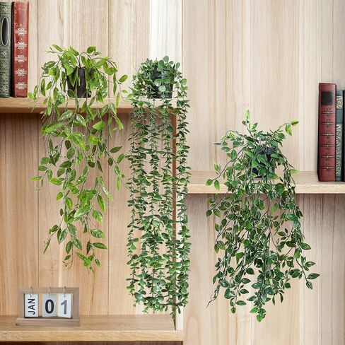 ZIFTY 3pcs Fake Hanging Plants Artifical Fake Potted Greenery Faux Eucalyptus Vine Mandala Vine for Wall Home Room Office Indoor Outdoor Decor in Saudi Arabia