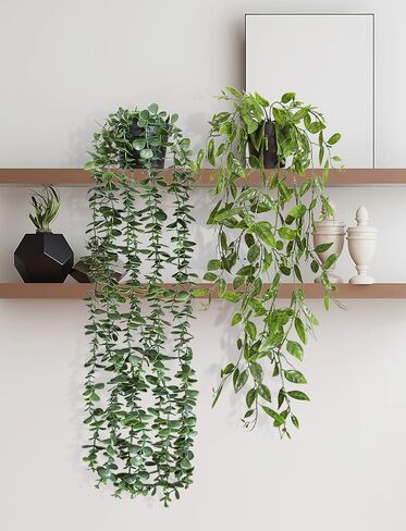 ZIFTY 3pcs Fake Hanging Plants Artifical Fake Potted Greenery Faux Eucalyptus Vine Mandala Vine for Wall Home Room Office Indoor Outdoor Decor in Saudi Arabia