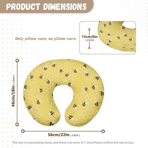 Bee,Yellow Nursing Pillow Cover for Baby Boys Girls,Soft Breastfeeding Pillow Cover Washable Infant Feeding Cushion Cover Easy to Clean in Saudi Arabia