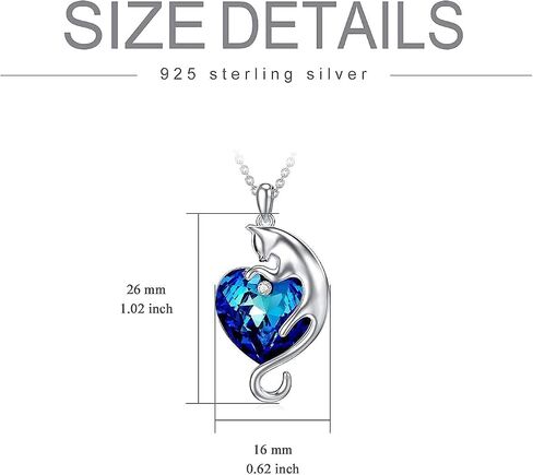 AOBOCO Cat Jewelry Sterling Silver Cat Necklace and Earrings Set with Ocean Blue Crystal from Austria, Cat Jewelry Gifts for Cat Lovers in Saudi Arabia