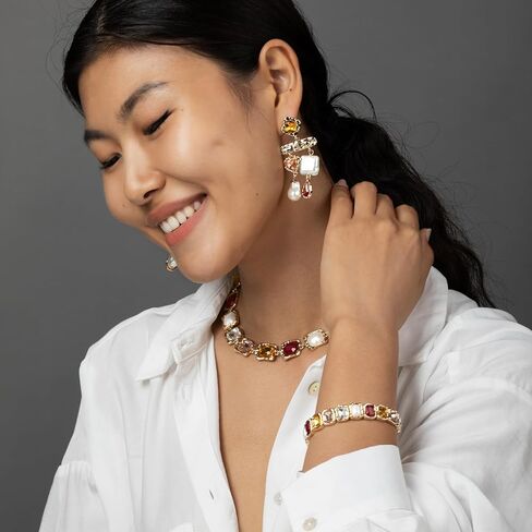 مجموعة مجوهرات من اللؤلؤ الباروكي مع حجر الراين الأوجه كابوشون، مجموعة قلادة فاخرة من نسيج مصهور مع أحجار كريمة ملونة للنساء، مجموعة مجوهرات معدنية ذات نسيج معدني للحفلات in Kuwait