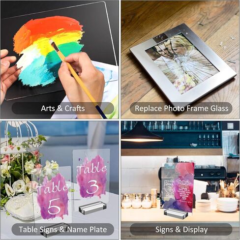 5 Pieces 8x10" PET Plastic Sheet Plexiglass Panels 0.040"Thick, Acrylic Sheet Great for Arts Crafts, Picture Frame Glass Replacement, Cricut, Signs & Display in Saudi Arabia