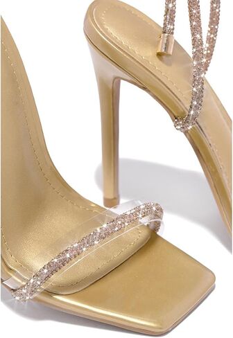 GATUXUS Sexy Women's Stilettos High Heel Gladiator Strappy Sandals Square Toe Lace Up Dressy Pumps Shoes in Kuwait