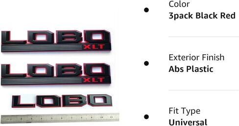 3pack OEM Lobo XLT Side Fender Emblem 3D Badge لـ 150 قطعة أصلية سوداء FL3Z-16720-L (3X أسود وأحمر) in Kuwait