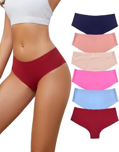 Bolivelan Women Seamless Thongs No Show Panties Low Rise Stretch Breathable Bikini Underwear Pack of 6 in Saudi Arabia