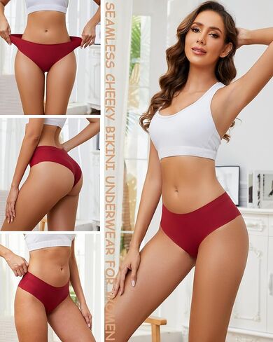 Bolivelan Women Seamless Thongs No Show Panties Low Rise Stretch Breathable Bikini Underwear Pack of 6 in Saudi Arabia