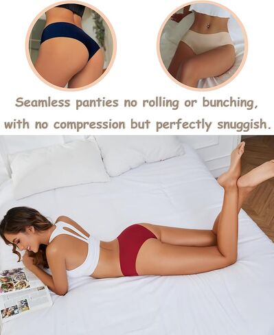 Bolivelan Women Seamless Thongs No Show Panties Low Rise Stretch Breathable Bikini Underwear Pack of 6 in Saudi Arabia