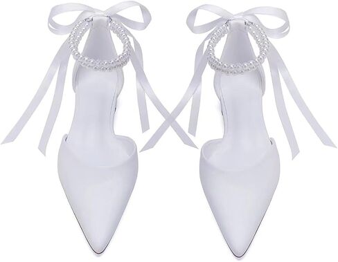 Pearl Wedding Shoes for Bride Flat Pointed Toe Bridal Flats Comfortable Flat Dress Shoes in Saudi Arabia