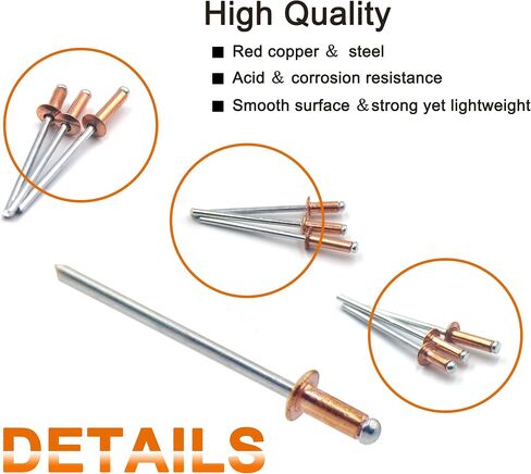 ISPINNER 25pcs 3 x 7mm Red Copper Blind Rivets, 3mm Diameter x 7mm Grip Dome Head Pop Rivets (3x7mm) in Saudi Arabia