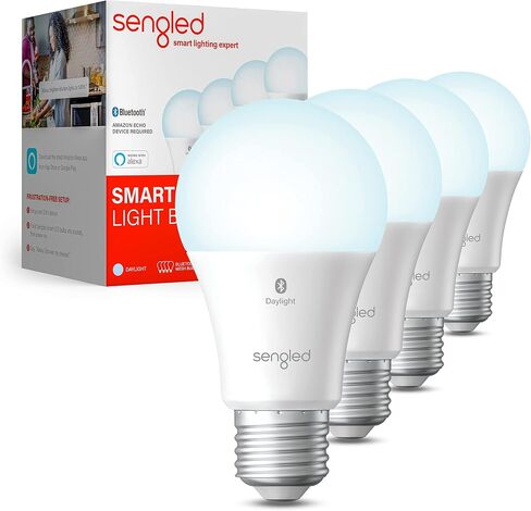 Sengled Alexa Light Bulbs, 75W Equivalent, S1 Auto Pairing with Alexa Devices, Smart Light Bulb that Work with Alexa, Bluetooth Mesh Smart Home Lighting, ‎Multicolor Dimmable, No Hub Required,4-Pack in Saudi Arabia