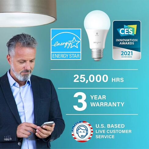 Sengled Alexa Light Bulbs, 75W Equivalent, S1 Auto Pairing with Alexa Devices, Smart Light Bulb that Work with Alexa, Bluetooth Mesh Smart Home Lighting, ‎Multicolor Dimmable, No Hub Required,4-Pack in Saudi Arabia