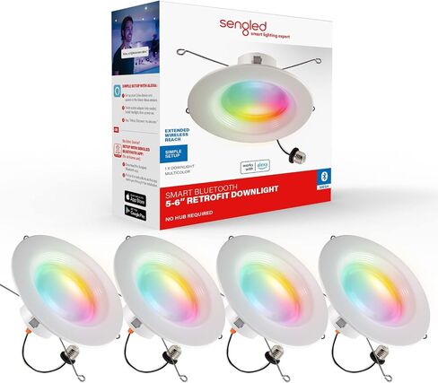 Sengled Alexa Light Bulbs, 75W Equivalent, S1 Auto Pairing with Alexa Devices, Smart Light Bulb that Work with Alexa, Bluetooth Mesh Smart Home Lighting, ‎Multicolor Dimmable, No Hub Required,4-Pack in Saudi Arabia