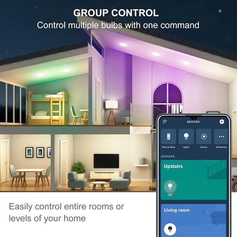 Sengled Alexa Light Bulbs, 75W Equivalent, S1 Auto Pairing with Alexa Devices, Smart Light Bulb that Work with Alexa, Bluetooth Mesh Smart Home Lighting, ‎Multicolor Dimmable, No Hub Required,4-Pack in Saudi Arabia
