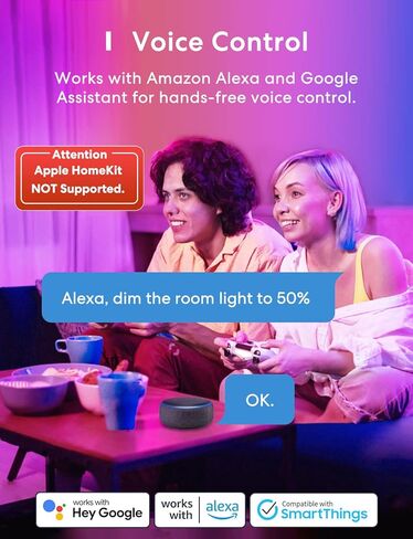 مصباح إضاءة ذكي من meross، مصابيح LED ذكية تعمل بالواي فاي تعمل مع Alexa، Google Home، عاكس للضوء E26 متعدد الألوان 2700K-6500K RGBWW، 810 لومن 60 وات مكافئ، لا يتطلب محورًا، عبوتان in Kuwait