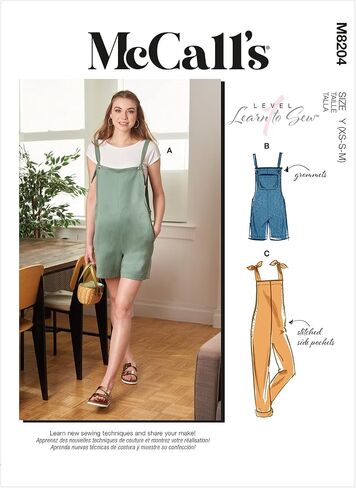 McCall's womens Misses' OverallsSewing Pattern Kit, Code M8204 in Saudi Arabia