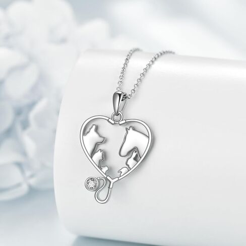YFN Veterinary Necklace Sterling Silver Vet Techs Pendant Veterinarian Stethoscope Jewelry Gifts for Women Girls in Saudi Arabia