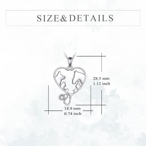 YFN Veterinary Necklace Sterling Silver Vet Techs Pendant Veterinarian Stethoscope Jewelry Gifts for Women Girls in Saudi Arabia