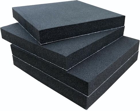 Adhesive Foam Padding, 4 Pieces Neoprene Foam Anti Vibration Pads High Density Closed Cell Foam Sheet, Insulation Soundproofing Black (4" x 4" x 3/4", 4 Pcs) in Kuwait