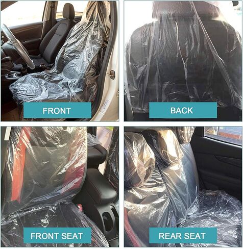 200 Pcs Disposable Car Seat Covers, Clear Plastic Car Seat Covers Waterproof Universal Disposable Seat Cover for Car Chair, Airplane Seats, Salon Chairs, Restaurant Seats in Saudi Arabia