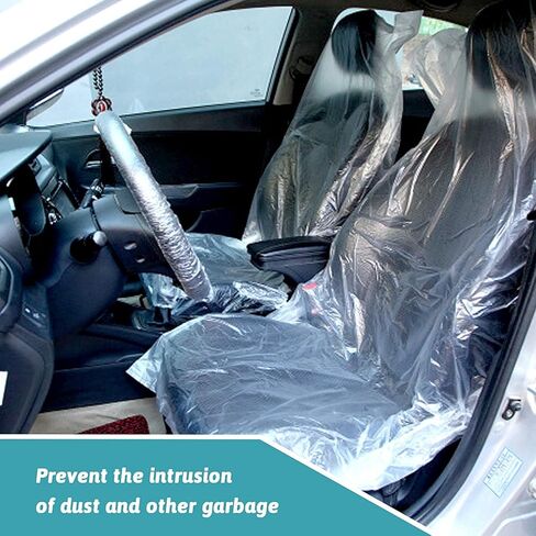 200 Pcs Disposable Car Seat Covers, Clear Plastic Car Seat Covers Waterproof Universal Disposable Seat Cover for Car Chair, Airplane Seats, Salon Chairs, Restaurant Seats in Saudi Arabia