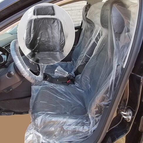 200 Pcs Disposable Car Seat Covers, Clear Plastic Car Seat Covers Waterproof Universal Disposable Seat Cover for Car Chair, Airplane Seats, Salon Chairs, Restaurant Seats in Saudi Arabia