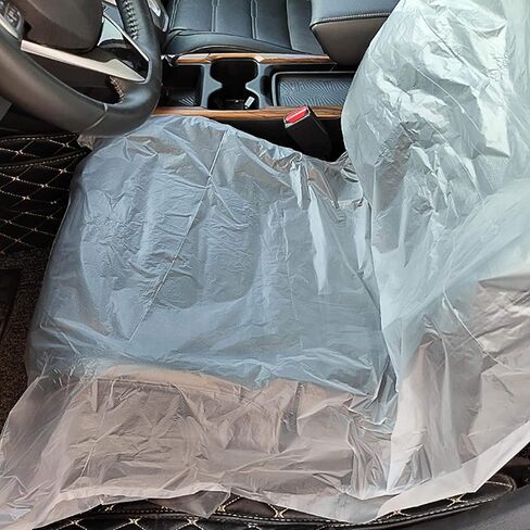 200 Pcs Disposable Car Seat Covers, Clear Plastic Car Seat Covers Waterproof Universal Disposable Seat Cover for Car Chair, Airplane Seats, Salon Chairs, Restaurant Seats in Saudi Arabia