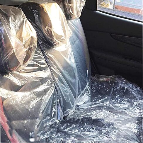 200 Pcs Disposable Car Seat Covers, Clear Plastic Car Seat Covers Waterproof Universal Disposable Seat Cover for Car Chair, Airplane Seats, Salon Chairs, Restaurant Seats in Saudi Arabia
