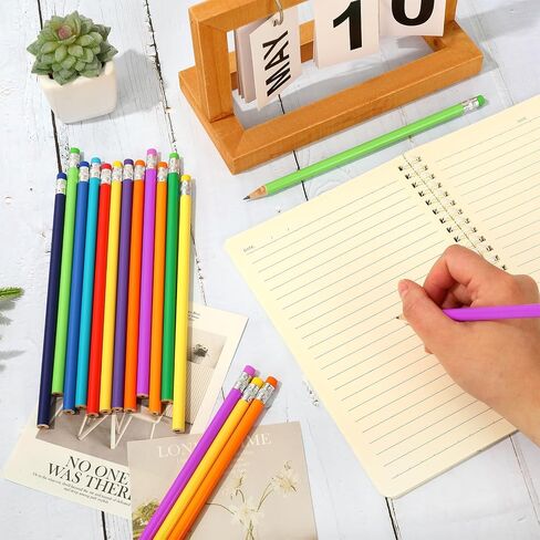 Whaline 48Pcs Colorful Pencils with Erasers Rainbow Color Wooden Pencils Unsharpened Writing Drawing Pencils for School Company Office Stationery Gift in Saudi Arabia