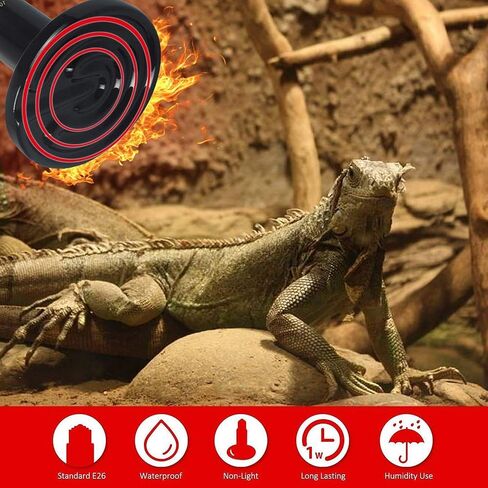 AOMRYOM 150W Ceramic Heat Emitter Infrared Reptile Heat Lamp Bulb for Lizard Snake Coop Chicken Tortoise Aquarium Pet Brooder - 24hr Heat Source - No Light Emitted No Harm - Black 2 Pack in Saudi Arabia