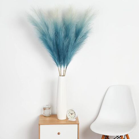 4 PCs Faux Pampas Grass Decor, 44 Inch Large Tall Fluffy Artificial Fake Flower Boho Decor, Bulrush Reed Grass for Vase Filler, Farmhouse Home Wedding Decor (Black) in Saudi Arabia