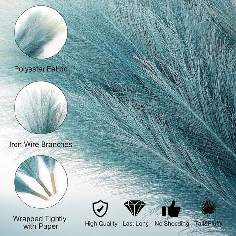 4 PCs Faux Pampas Grass Decor, 44 Inch Large Tall Fluffy Artificial Fake Flower Boho Decor, Bulrush Reed Grass for Vase Filler, Farmhouse Home Wedding Decor (Black) in Saudi Arabia