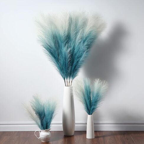 4 PCs Faux Pampas Grass Decor, 44 Inch Large Tall Fluffy Artificial Fake Flower Boho Decor, Bulrush Reed Grass for Vase Filler, Farmhouse Home Wedding Decor (Black) in Saudi Arabia