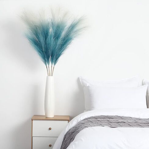 4 PCs Faux Pampas Grass Decor, 44 Inch Large Tall Fluffy Artificial Fake Flower Boho Decor, Bulrush Reed Grass for Vase Filler, Farmhouse Home Wedding Decor (Black) in Saudi Arabia