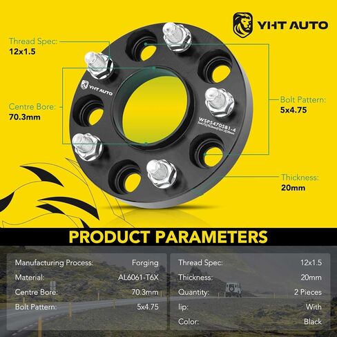 YHTAUTO 5x4.75 Wheel Spacers 1 Inch Fit 1979-2019 Chevy Corvette, Camaro, S10, Blazer, XLR, Sonoma, Firebird, Riviera, 5 Lug Tire Spacers w/ M12x1.5 & 12.9 Grade Studs, 70.5mm Hub Bore in Saudi Arabia
