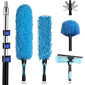 20 Foot Cobweb Duster with Extension Pole 2 PCS, Webster Cobweb Duster for High Ceilings/Corners, Spider Web Brush with Pole for Outdoor & Indoor Web Cleaning, Outdoor Cobweb Brush Kit by MAYKI in Saudi Arabia