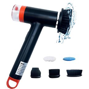 Can add Cleaning Cleaner,Electric Spin Scrubber with Liquid Storage Box, Brush with 5 Replaceable Brush Heads,for Speeds for Bathroom Kitchen Dishes Tub Sink Tile Window Floor Grout, Black in Saudi Arabia