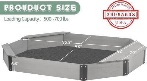 85''x78''x9 '' رمل أوكتاجون الخشبي مع غطاء ، ورمل كبير للأطفال في الفناء الخلفي في الهواء الطلق ، والتجميع السريع والسريع in Kuwait