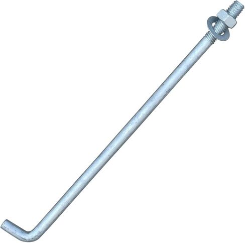 Sandbaggy 1/2 "× 12" مرساة خرسانية ملولبة L -bolts (المكسرات والغسالات المشمولة) - حار غطس مجلفن - صفيحة عتبة ، صفيحة قاعدة ، البناء ، الخشب ، مرساة الأسمنت ، J الترباس (50 ، 1/2 "× 12") in Saudi Arabia