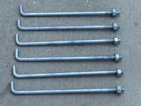 Sandbaggy 1/2 "× 12" مرساة خرسانية ملولبة L -bolts (المكسرات والغسالات المشمولة) - حار غطس مجلفن - صفيحة عتبة ، صفيحة قاعدة ، البناء ، الخشب ، مرساة الأسمنت ، J الترباس (50 ، 1/2 "× 12") in Saudi Arabia